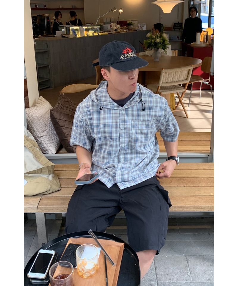 sobaq（ソバック）の「Check Hood Short Sleeve Shirt（Tops）」