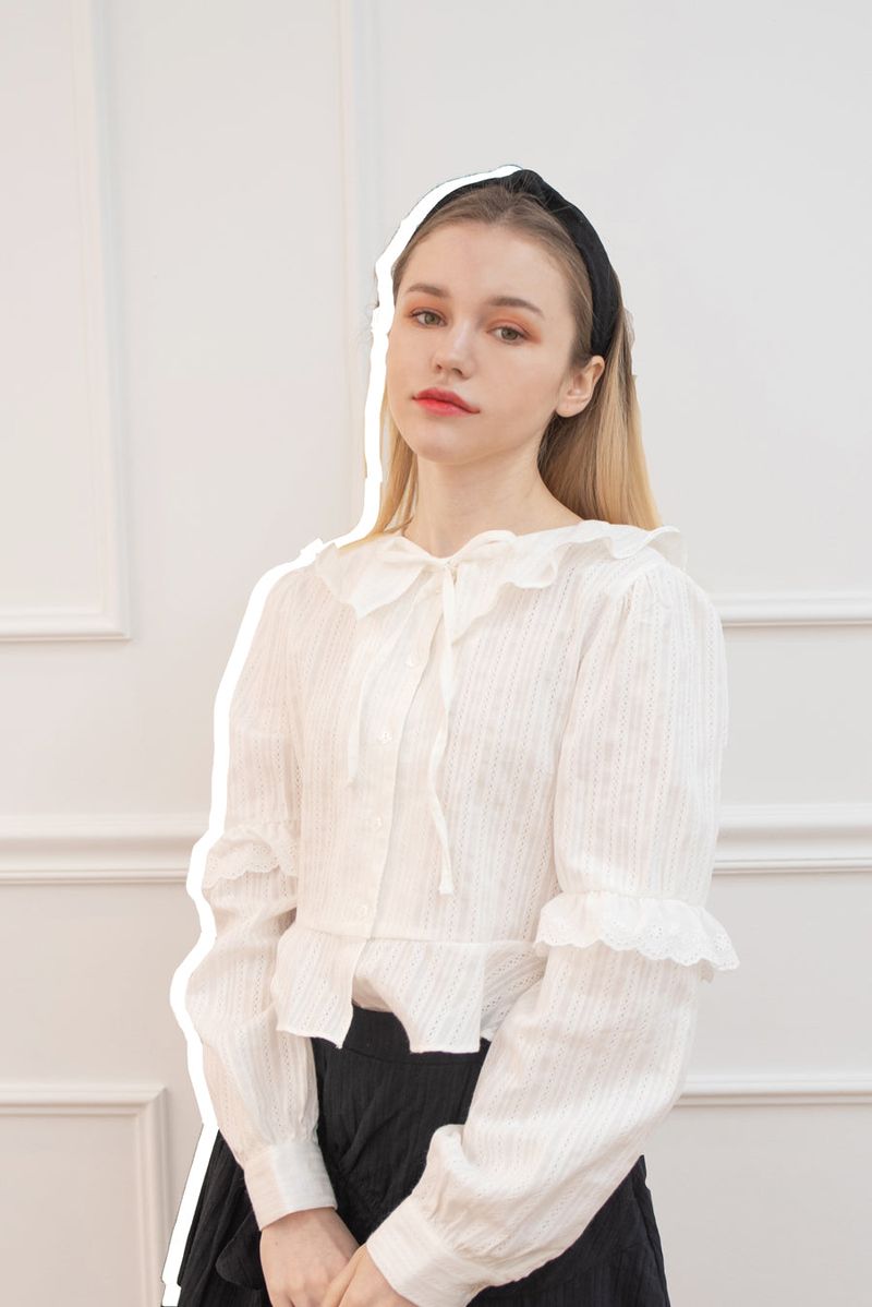 lace shirring blouse