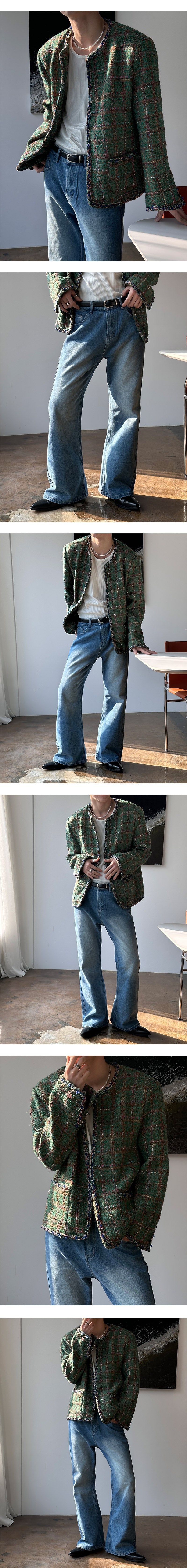 [S/S] Green shine tweed jacket