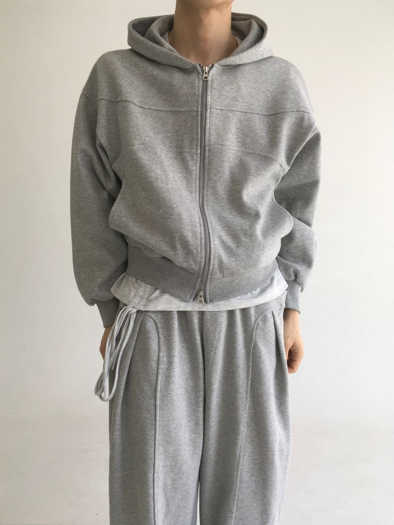 curved hood zip up(2colors)