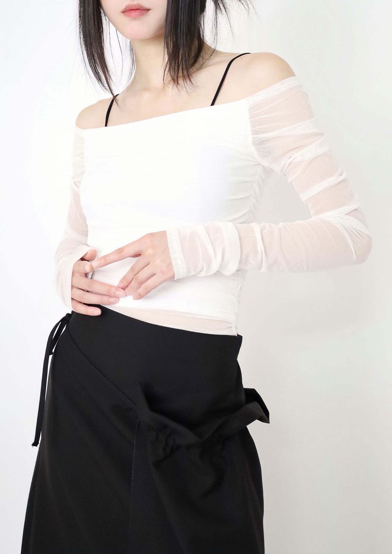 privatelookbook（プライベートルックブック）の「Ara off-Shoulder Mesh Tee（Tops）」