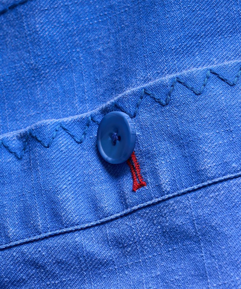 Floral Stitch French Work Jacket - Blue