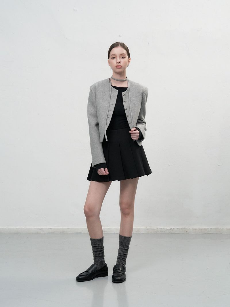 【即日発送】tie no-collar wool jacket