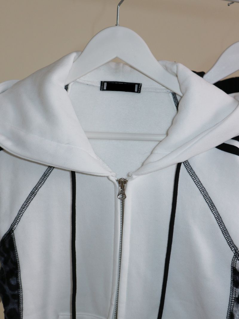 Kai Leopard Coloring Two Lines Cropped Napping Hood Zip-Up (Napping Lining)