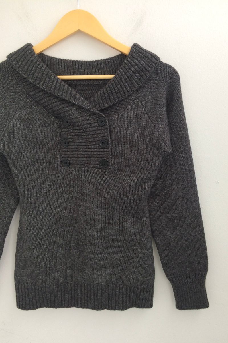 button shawl collar knitwear