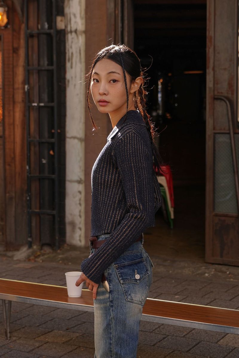 (W) CROPPED KNIT CARDIGAN
