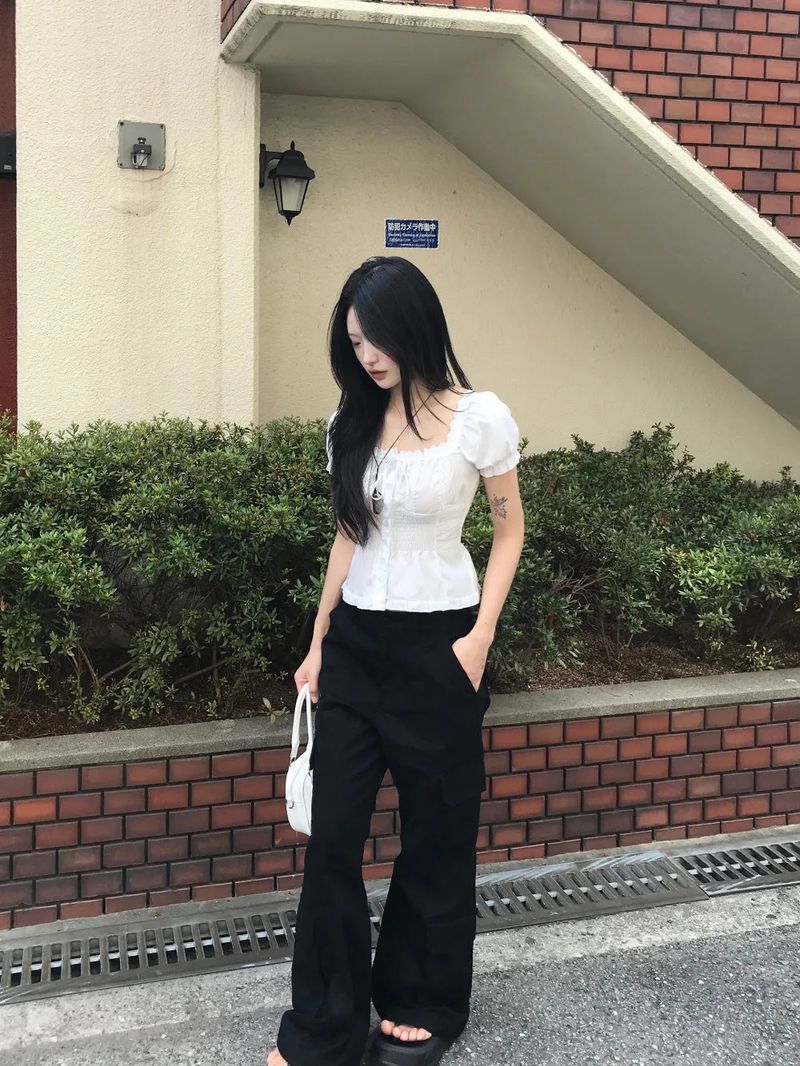Mabel Utility Cargo Semi Wide Long Bootcut Pants 