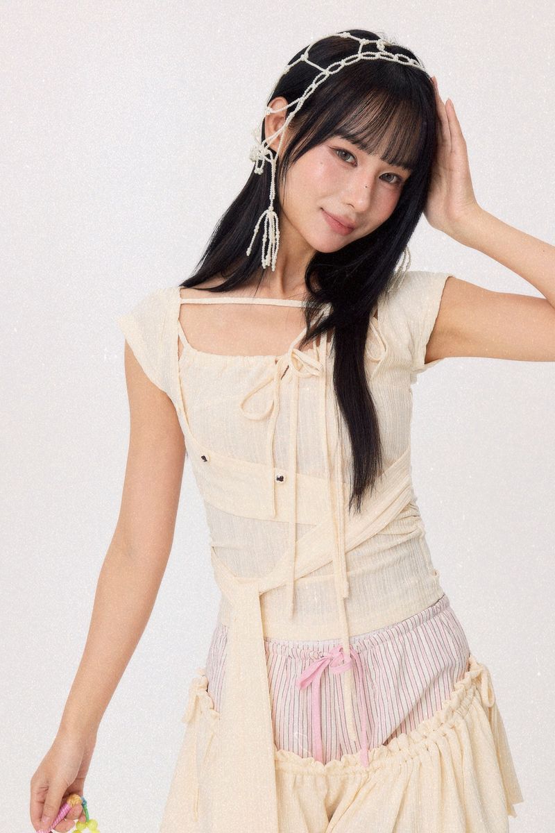 Dear Days Asymmetrical Knit Top (Cream)
