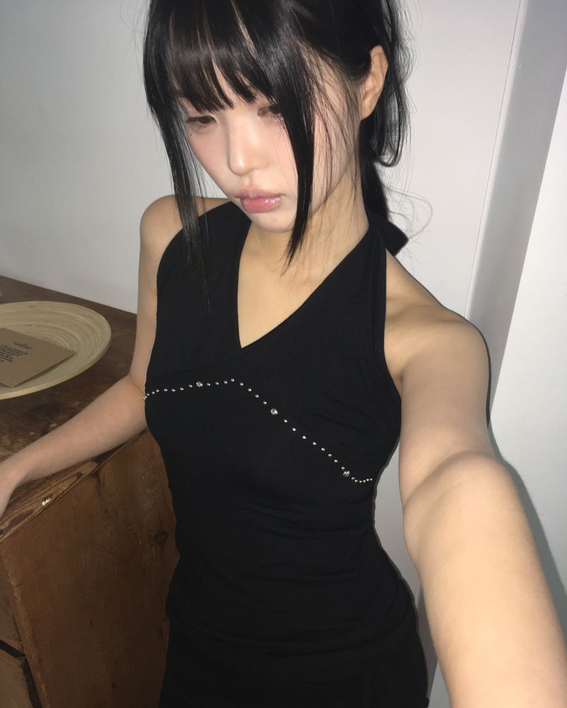 Hookin Studded Halter Neck Sleeveless Top