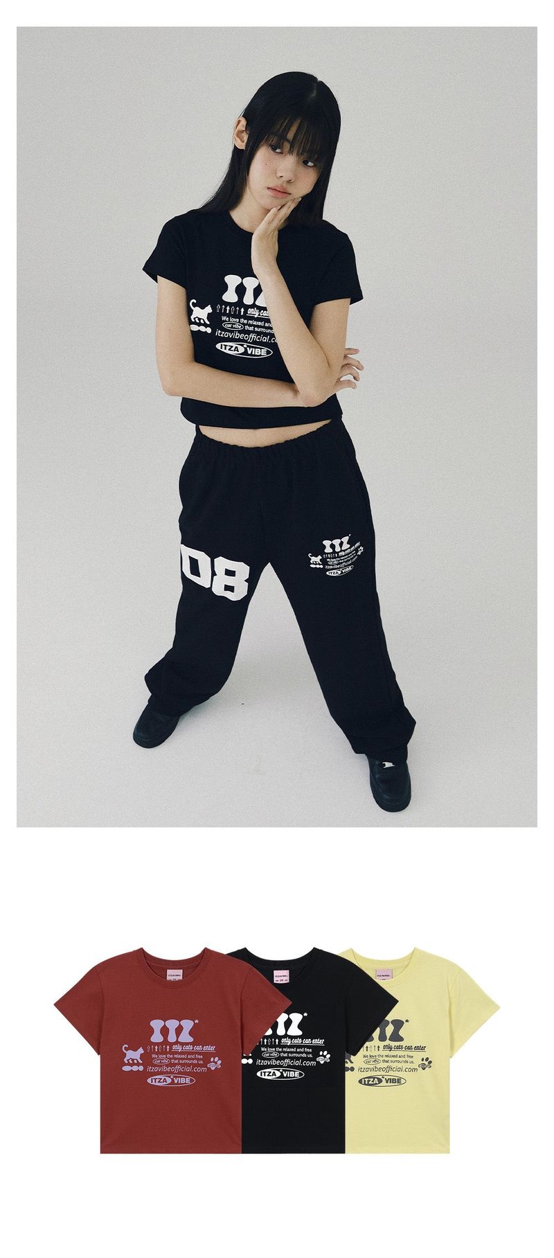 ITZ OFFICIAL LOGO CROP T SHIRT - BLACK