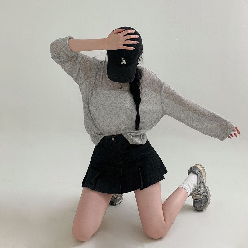 [Bellide made] See-through Bookle Linen Summer Knit T-shirt