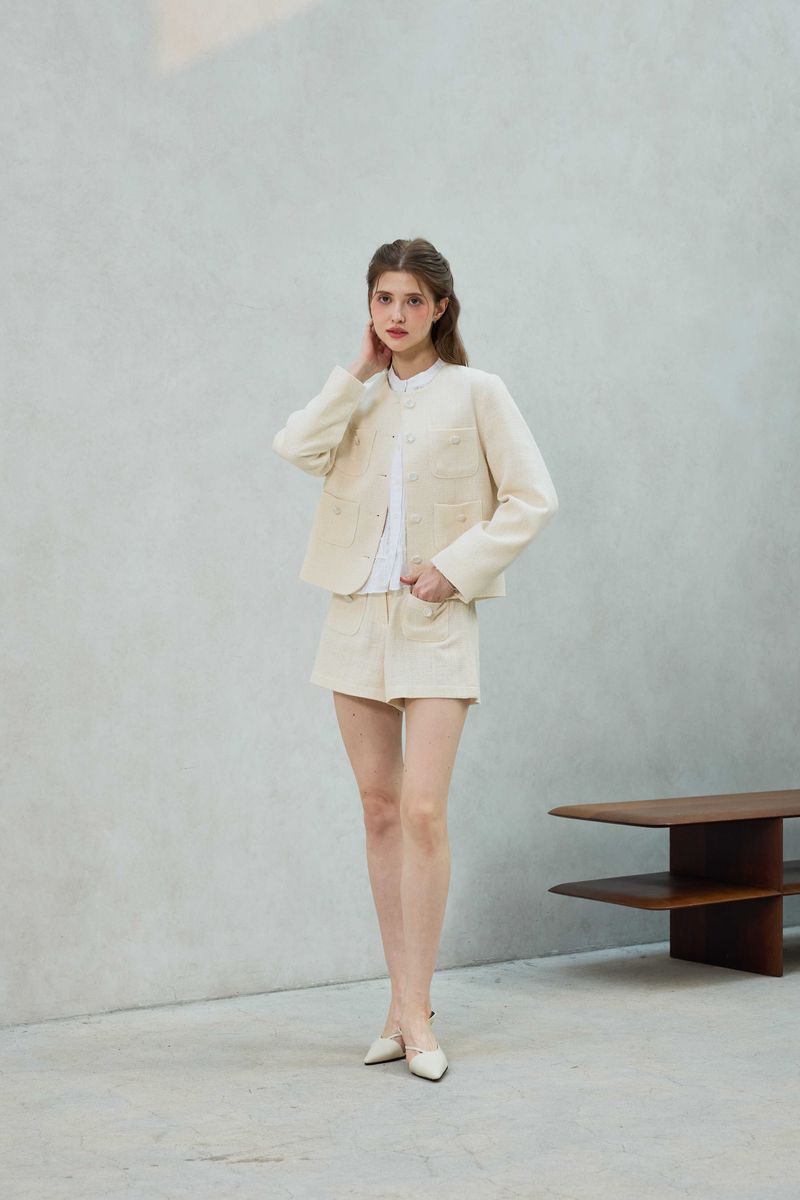 CHERISH TWEED SHORTS PANTS / WHITE