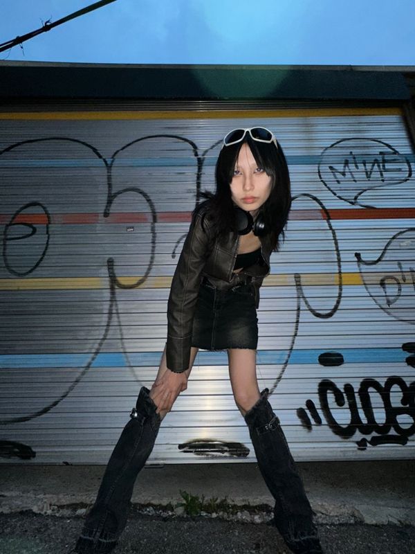 DENIM LEG WARMER (BLACK)