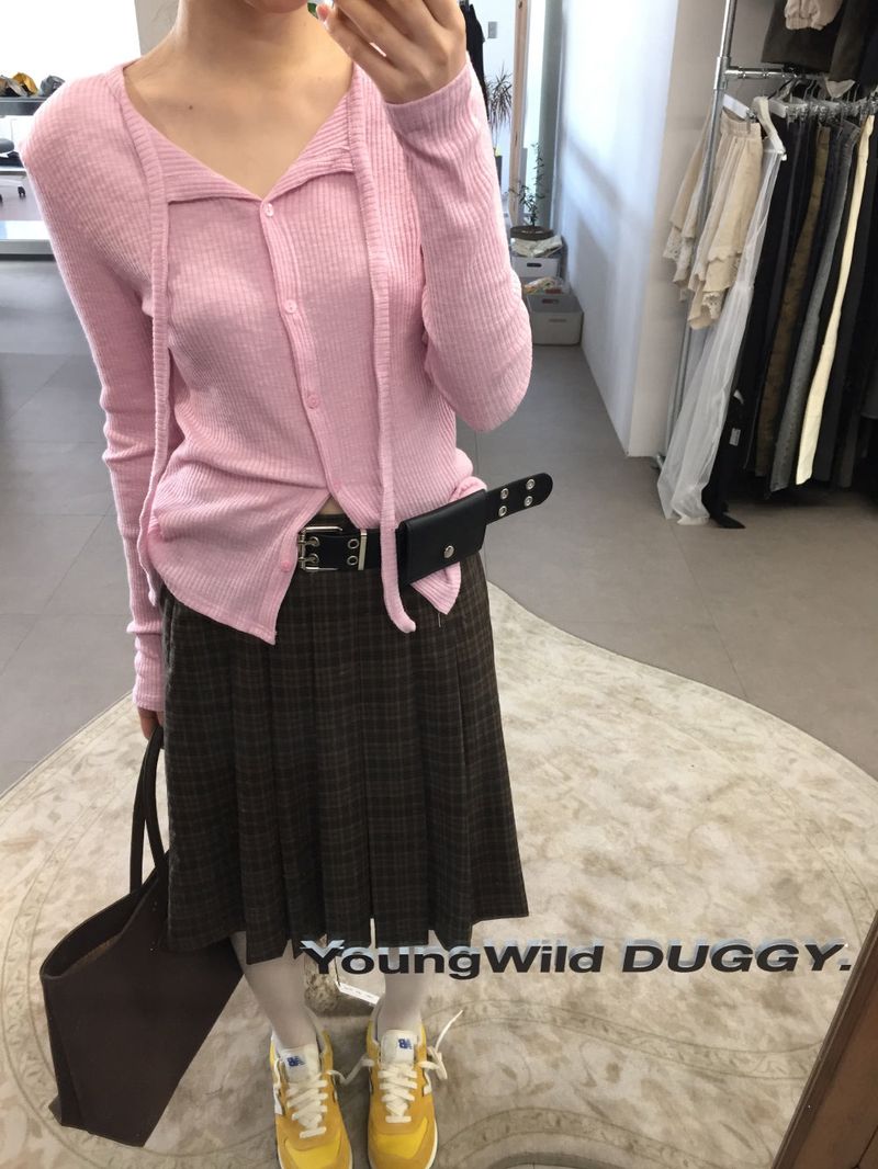 YWD プレイドプリーツスカート + ベルト (3color)