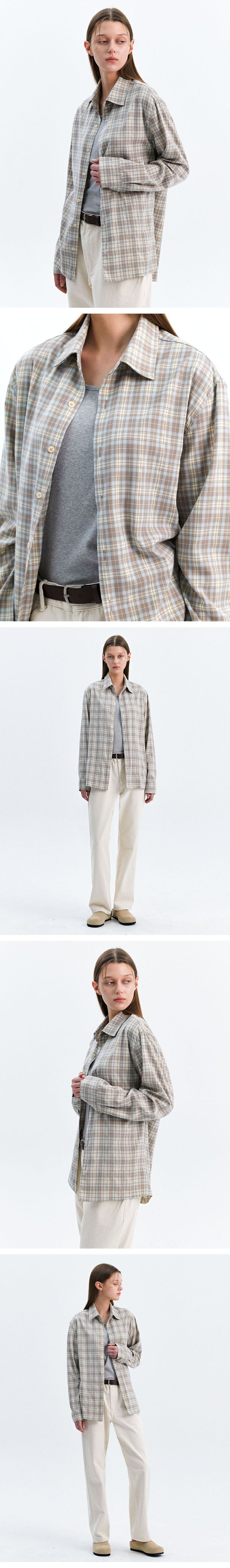 SOFT AND MILD MINIMAL CHECK SHIRT_BEIGE