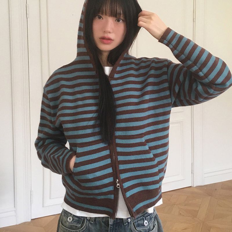 [MADE] Anton Stripe Pocket Two-Way Knit Zip-Up