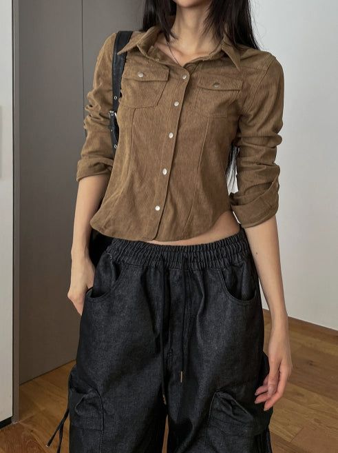Ribbed slim-fit western shirt