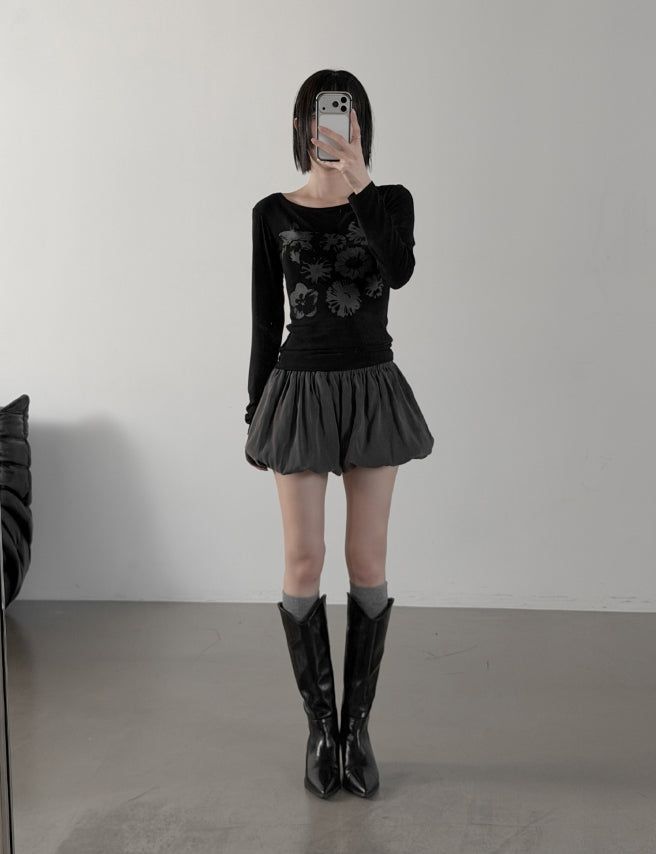 Press Flower Boat Neck Tee