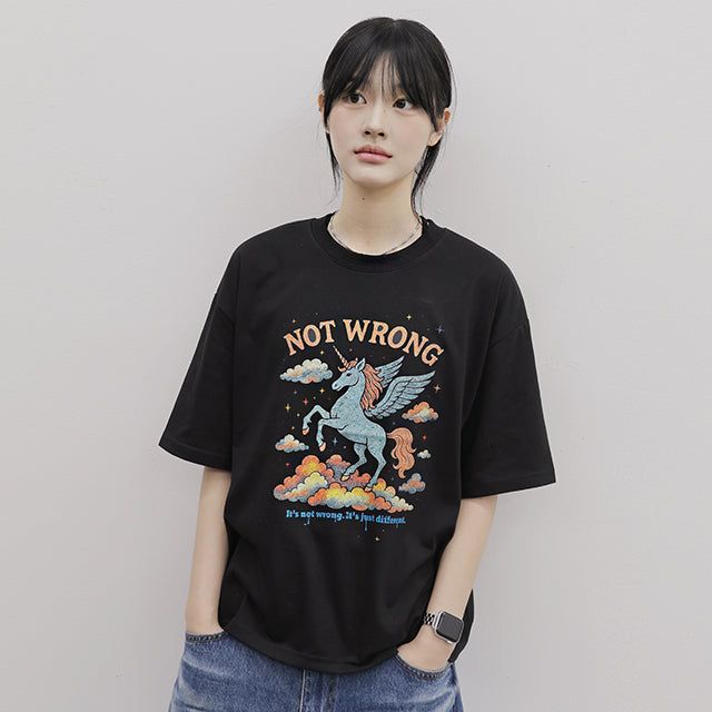HOLY NUMBER 7(ホーリーナンバーセブン)の「STAR CLOUD UNICORN OVER FIT SHORT-SLEEVE T-SHIRT_BLACK(Tops)」