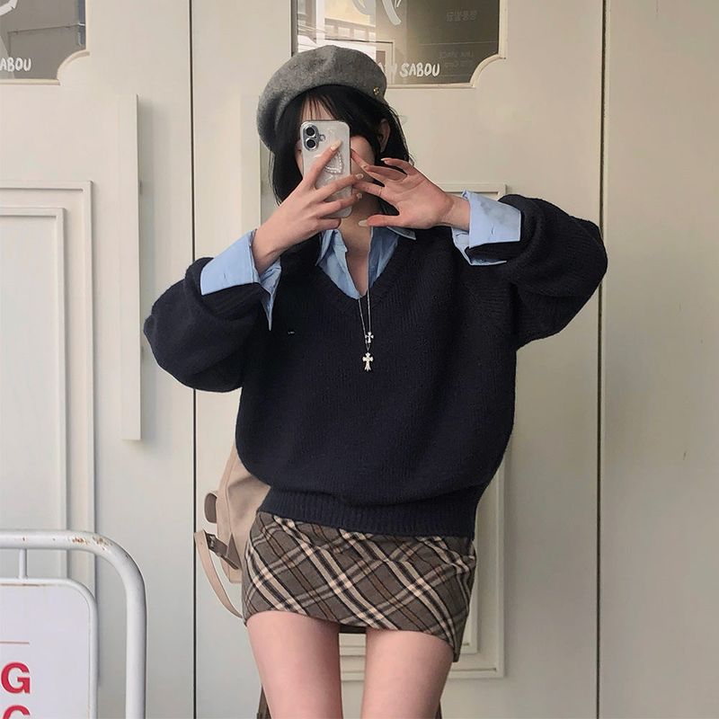 [BELLIDE MADE] キンシャモヘアVネックルーズフィットニット