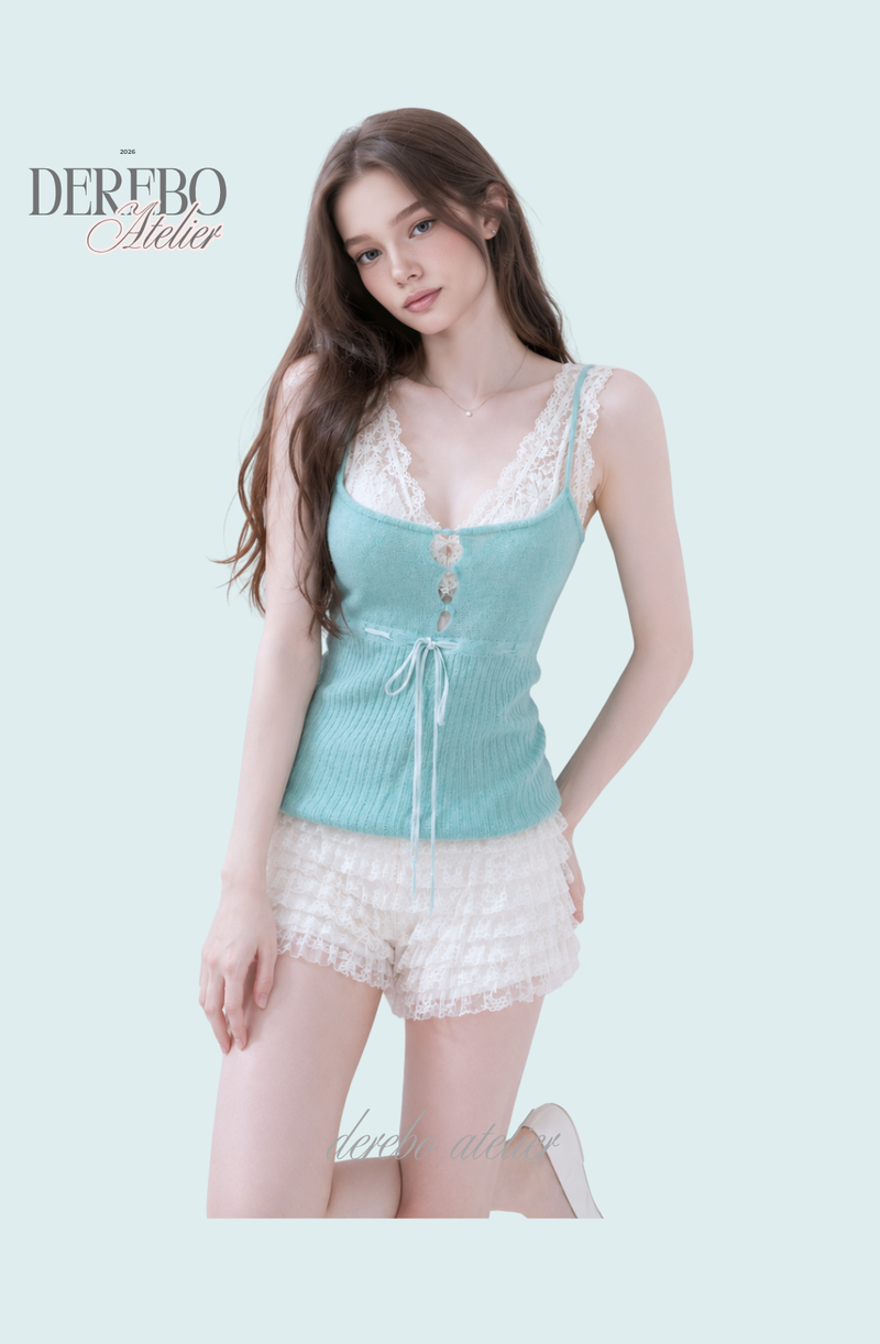 Blanc Halter Layered Knit Sleeveless Top (BRA SET)