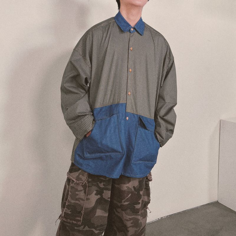 switch panel check shirt_blue