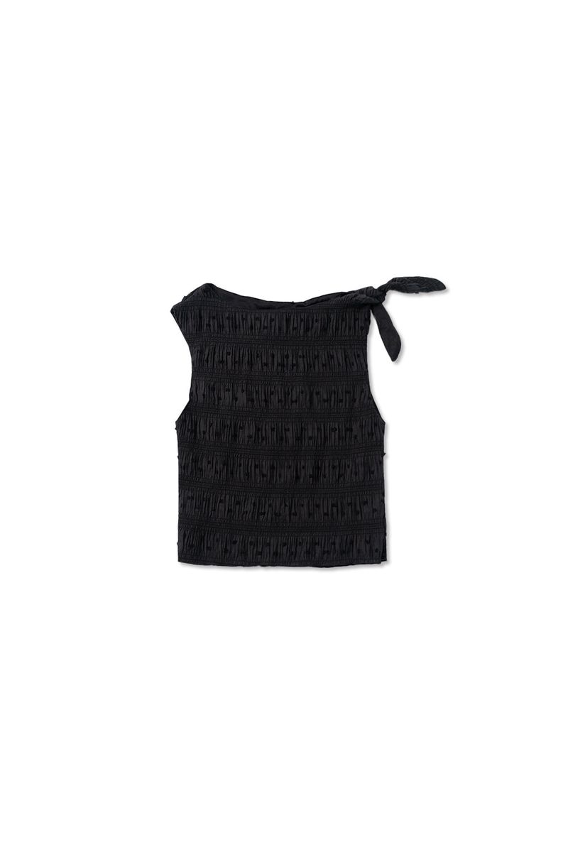 Smoke shirring blouse_black