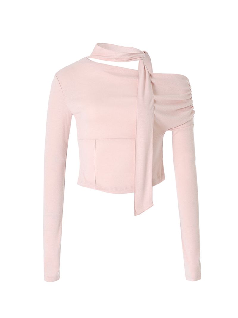 Shirring scarf tshirt (Pink)