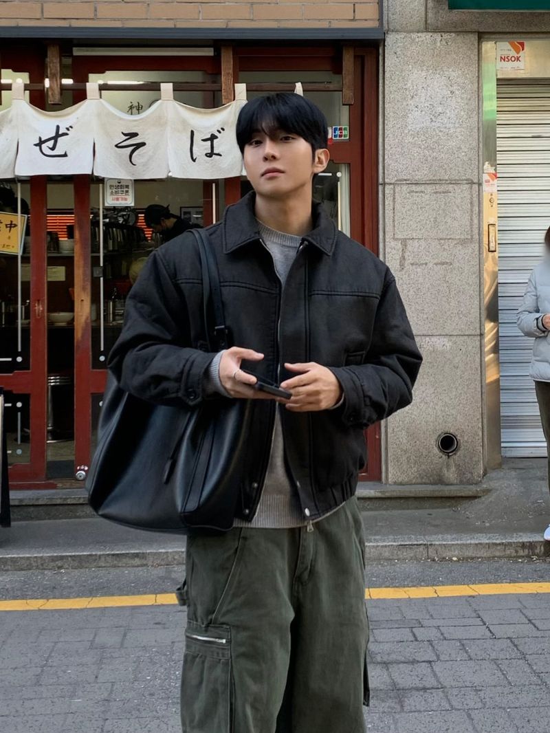 AVAND(アバンド)の「Vintage leather blouson padded jacket(Jackets/Outerwear)」
