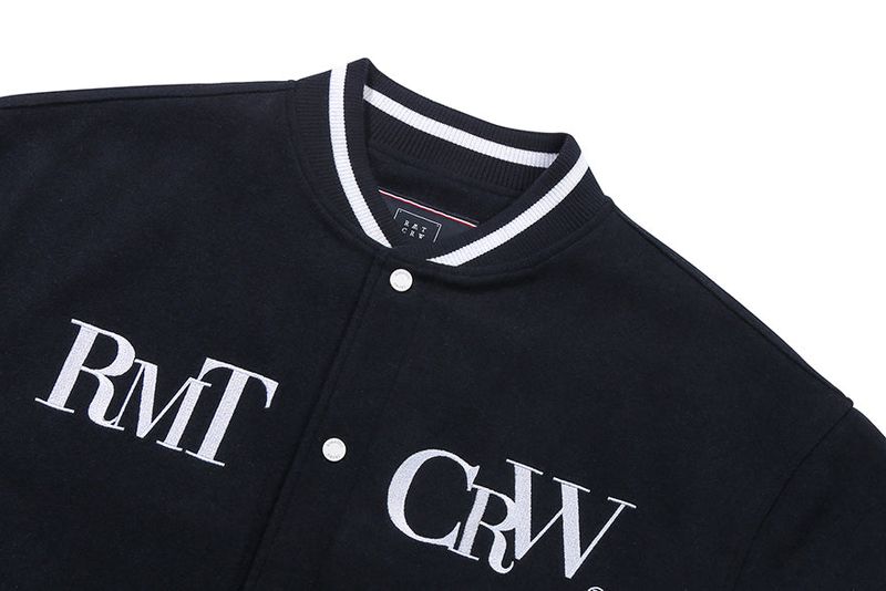 WILD FLOWER WOOL VARSITY JACKET_NAVY