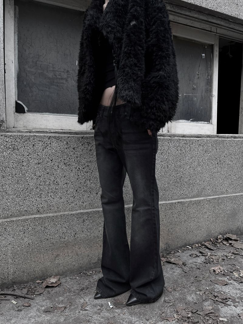 dark semi low-rise bootcut denim