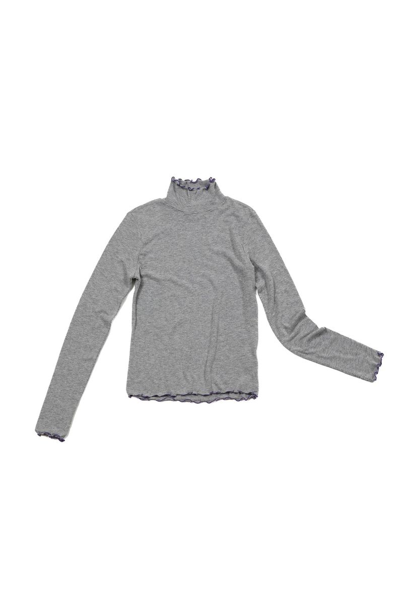 POPPALS（ポップパルズ）の「Frill Basic Turtleneck [Gray]（Tops）」