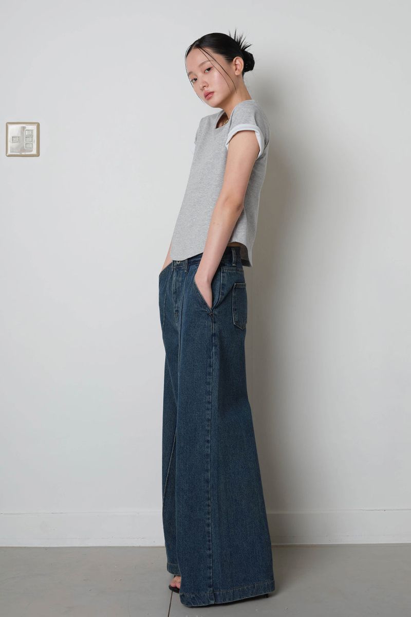 Pintuck Wide Denim_Blue