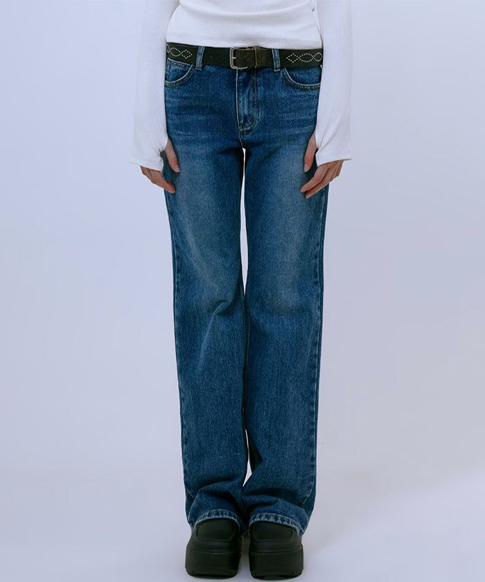 Washing Boots Cut Denim Pants (BLUE)