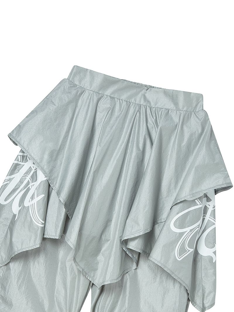 DRAPE LAYERED SKIRTPANTS (LIGHT GREY)