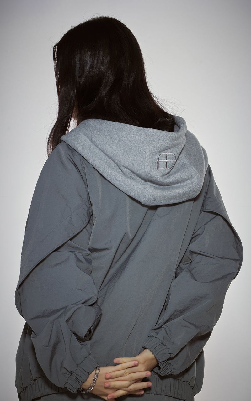 PIPPING MIX ANORAK HOODIE_GRAY