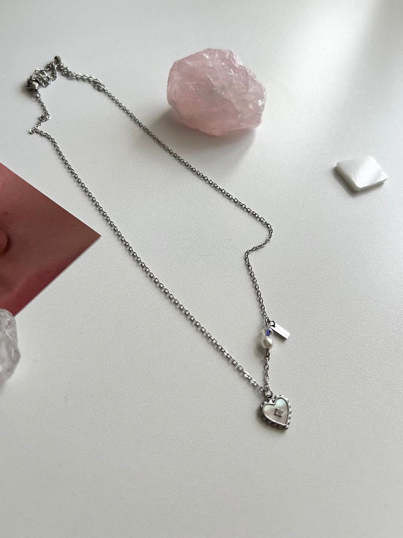jorr innocent mother-of-pearl hearts and beads cubic star wedding look layered necklace