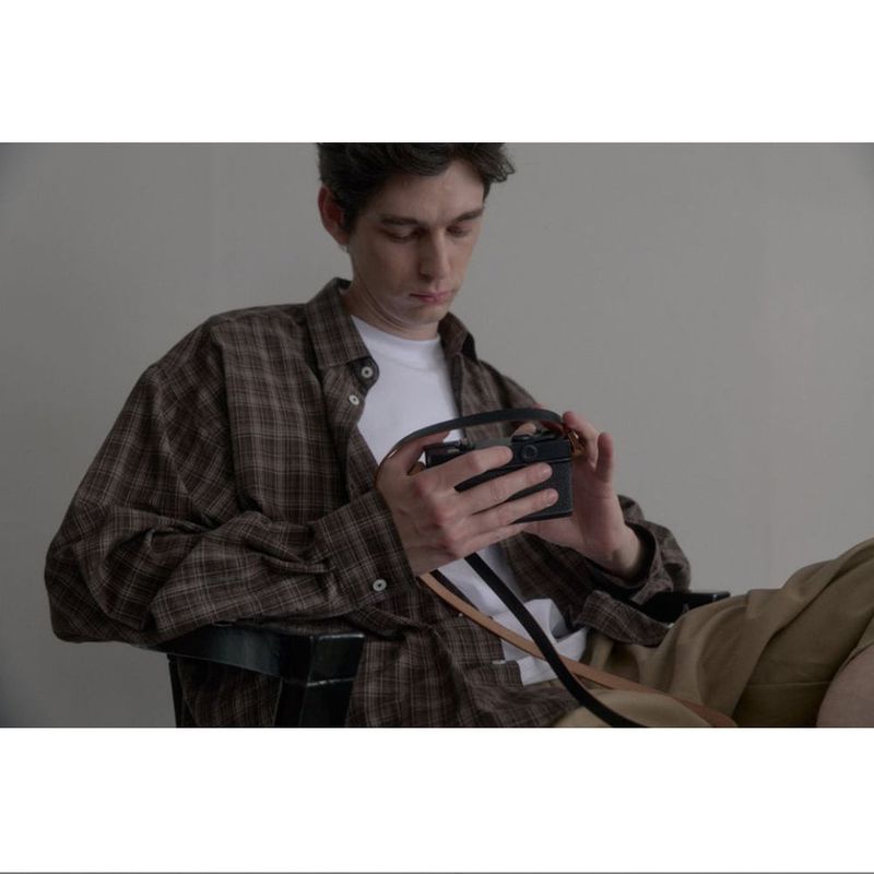 Vintage washing brown check shirts