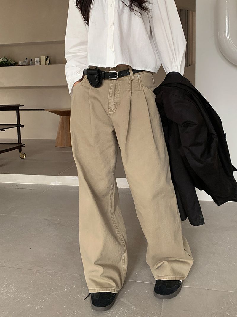 PLAIN WASHED PINTUCK PANTS (2C)