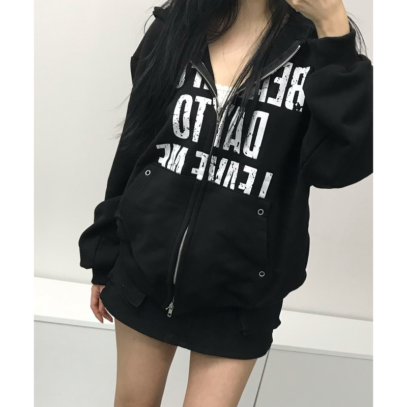 Street Lettering Two-Way Zip Hoodie