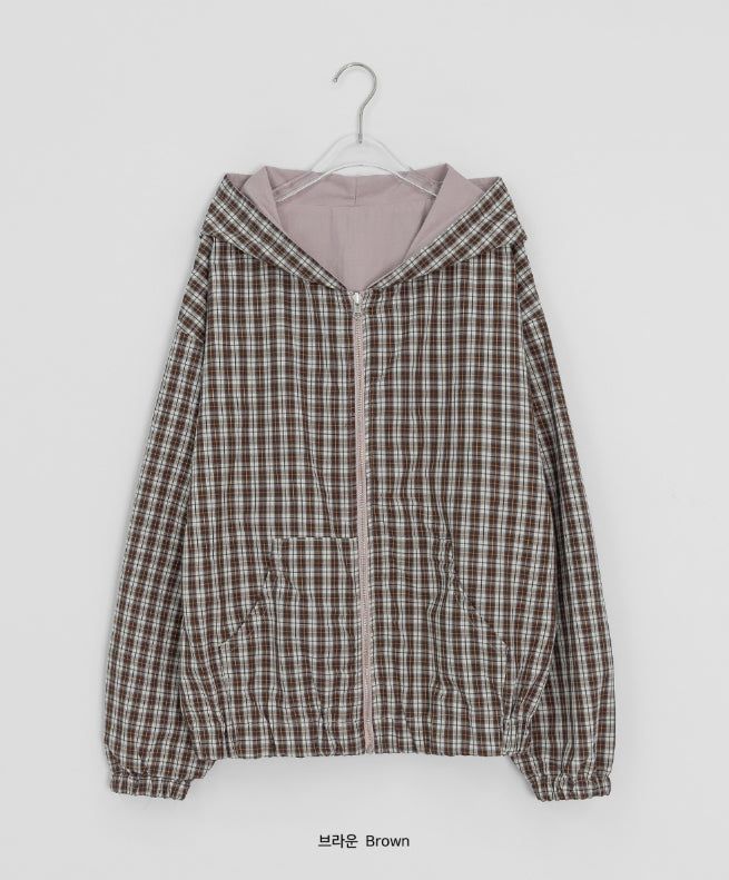 Modit Reversible Check Hood Windbreaker