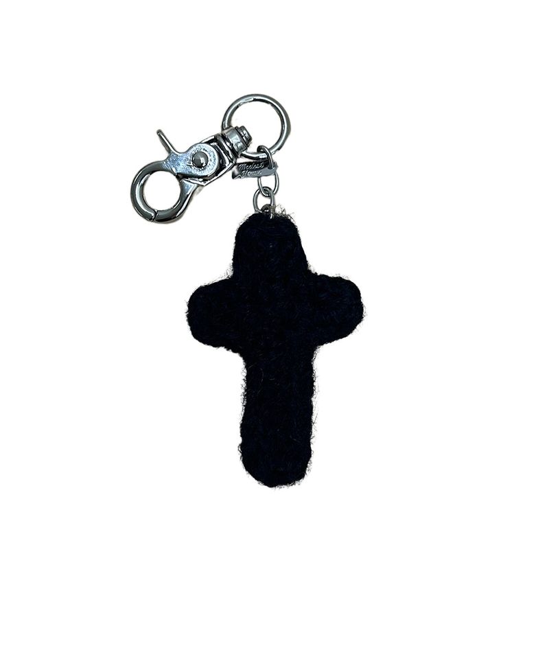 CROSS KNIT KEYRING-BLACK