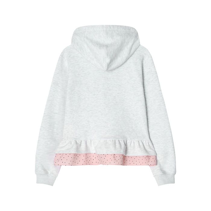  layerd ruffle hoodie_white melange