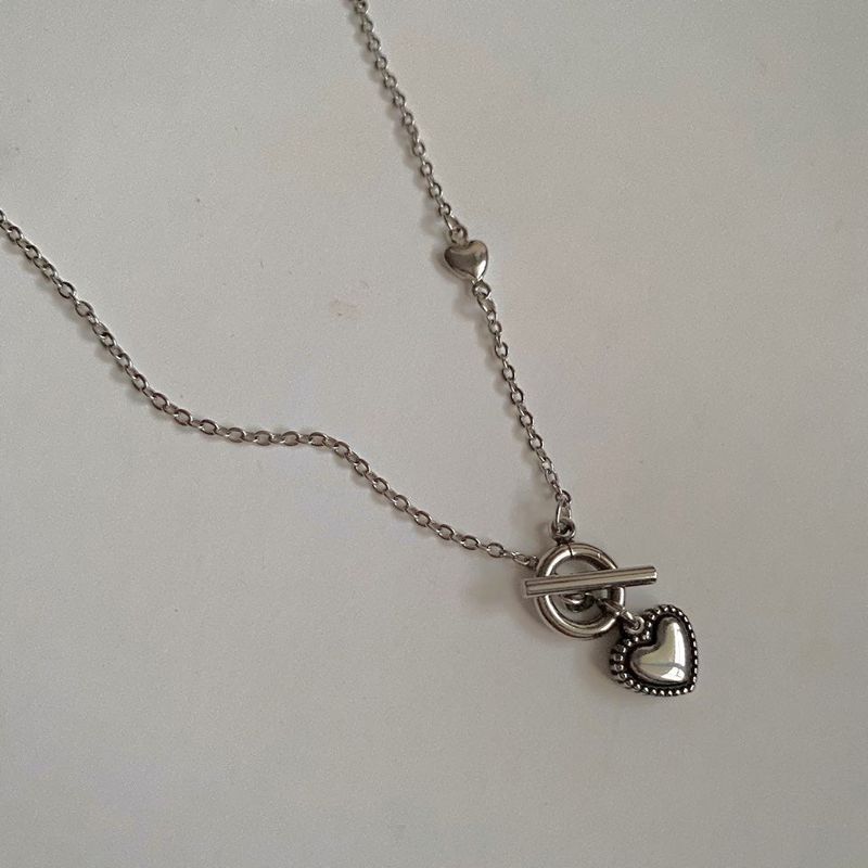 s-eh Antique Simple Heart Toggle Bar Necklace