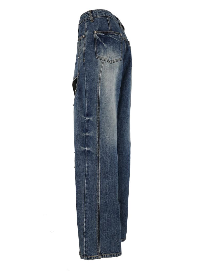 Stud Cat Eye Cut out denim pants