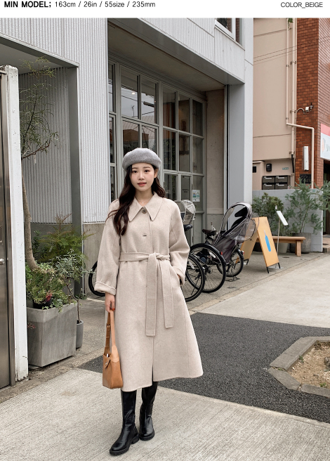 [SHOPPERMADE] ハンドメイドシングルロングウールコート (3color)