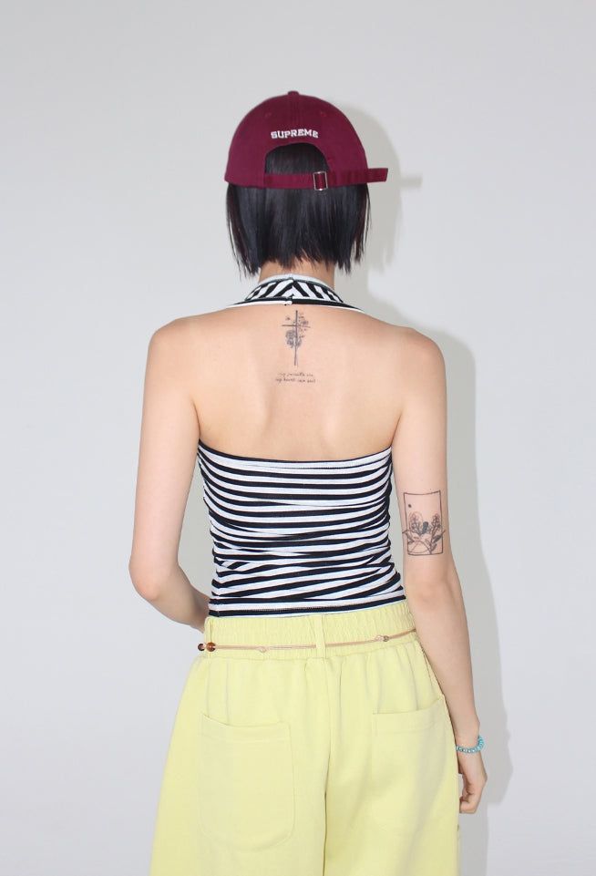 STRIPE HALTER TOP