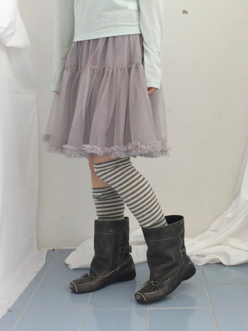 soft shirring frill skirt