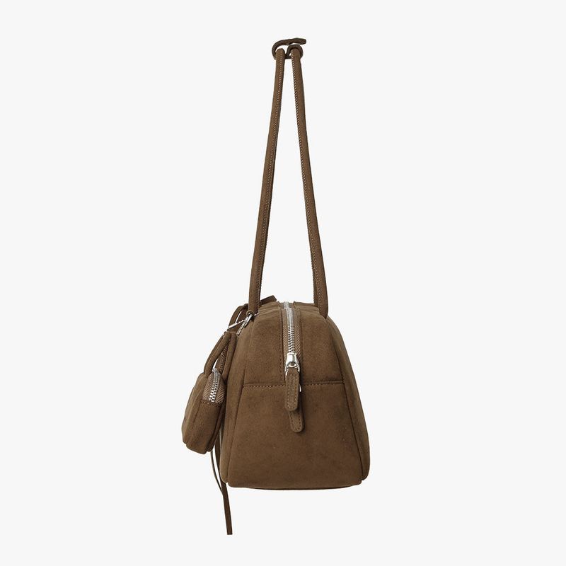 TWIN BAGUETTE SUEDE BAG (BROWN)