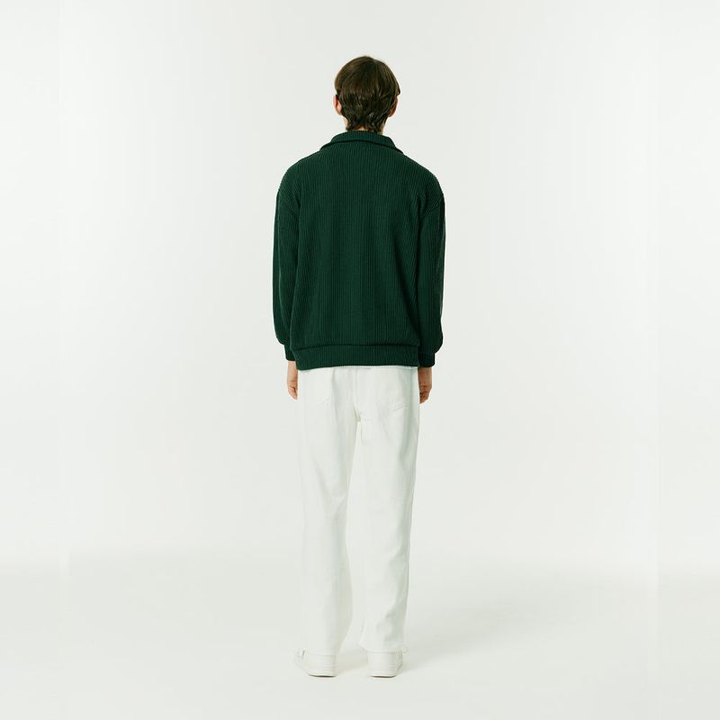 HALF ZIP UP KNIT SWEATSHIRTS GREEN